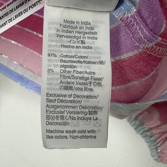 J. Crew Womens Peasant Top Size XXS‎ Metallic Pastel Striped Tassel NWOT Boho - Picture 6 of 10